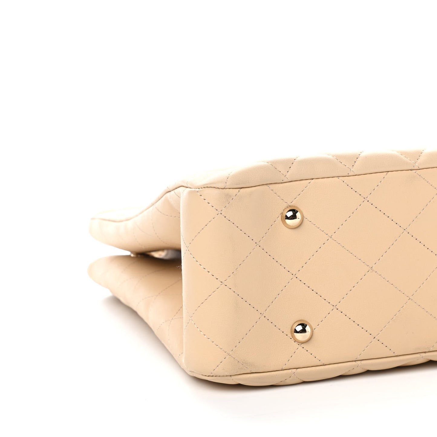 Calfskin Quilted Large CC Shopping Tote Beige