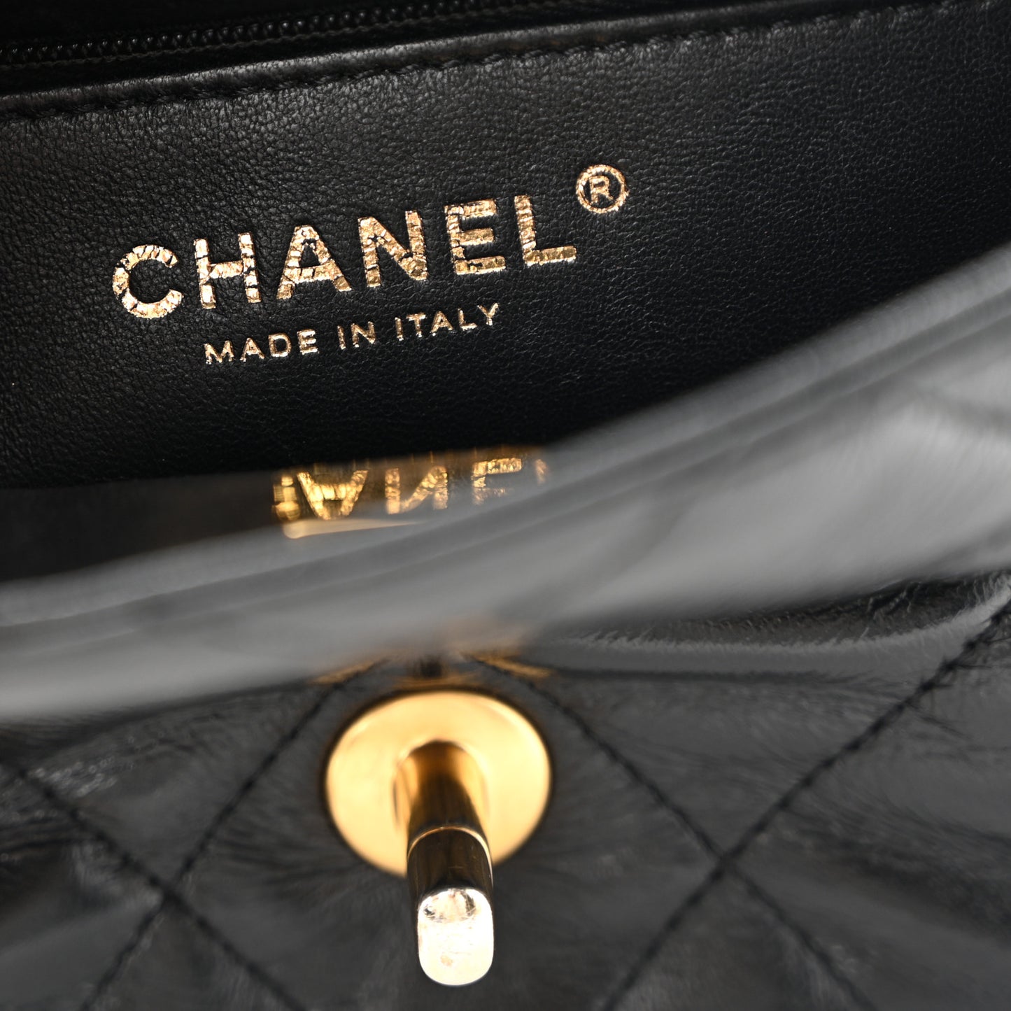 Shiny Lambskin Quilted Mini Sweetheart Flap Black