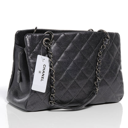 Chanel Caviar Timeless CC Large Zip Shopping Tote Dark Silver 3 of 8