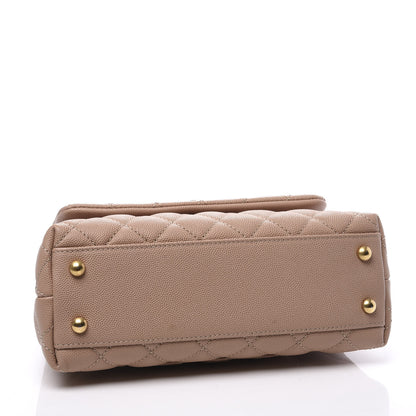 Chanel Caviar Elaphe Quilted Mini Coco Handle Flap Beige 3 of 9