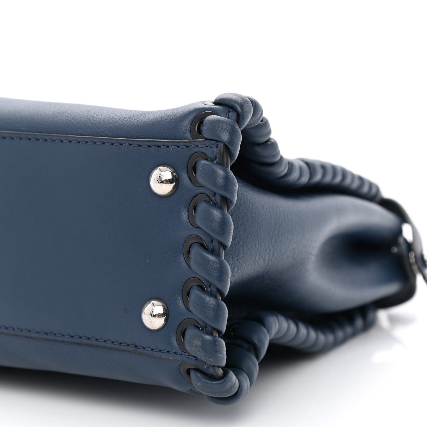 Calfskin Lace Up Medium Peekaboo Iconic Satchel Blue