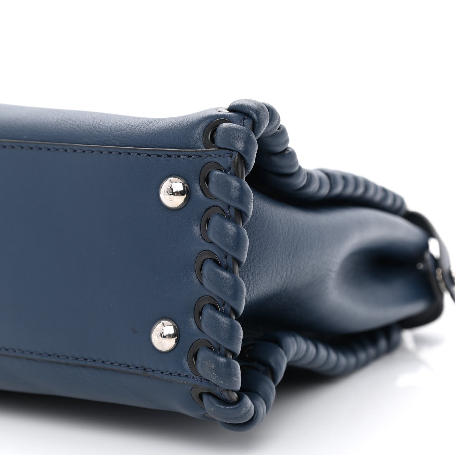 Fendi Calfskin Lace Up Medium Peekaboo Iconic Satchel Blue 11 of 13