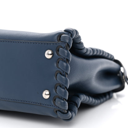 Fendi Calfskin Lace Up Medium Peekaboo Iconic Satchel Blue 11 of 13