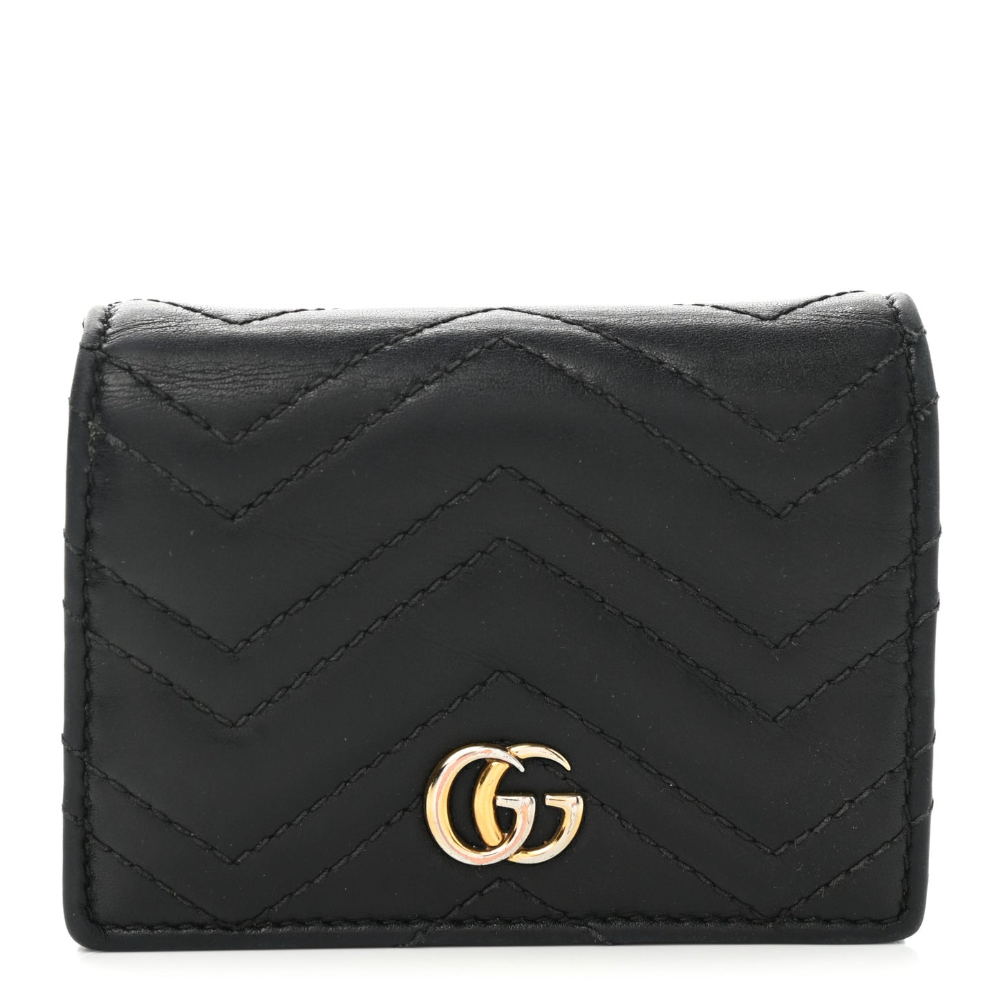 Calfskin Matelasse GG Marmont Card Case Wallet Black