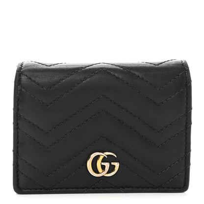 Gucci Calfskin Matelasse GG Marmont Card Case Wallet Black 1 of 8