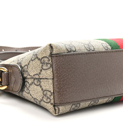 Gucci GG Supreme Monogram Textured Dollar Calfskin Web Small Ophidia Dome Shoulder Bag Beige Ebony New Acero 9 of 11