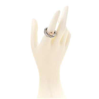 Bulgari Stainless Steel 18K Rose Gold Diamond Serpenti Tubogas Band Ring 56 7.5 2 of 4