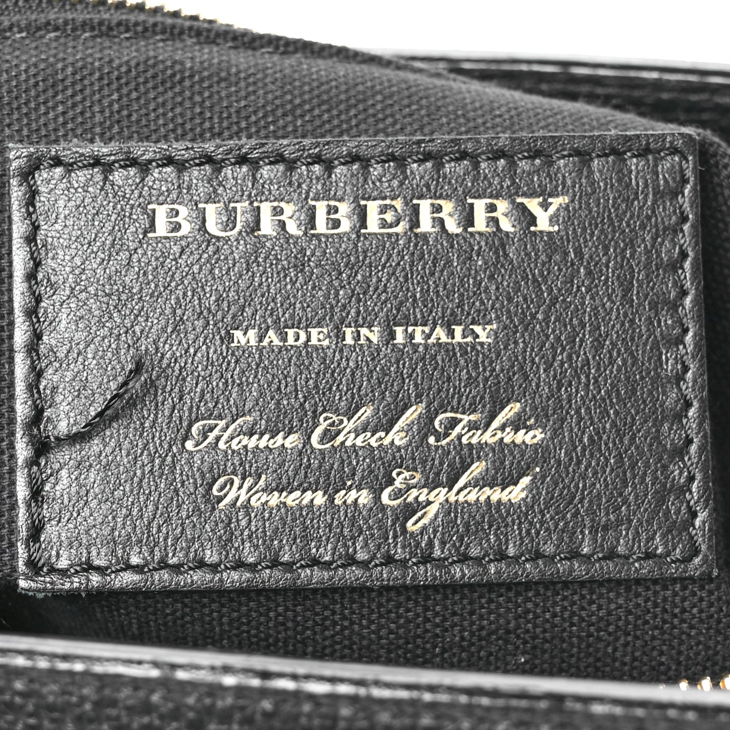 Grainy Calfskin House Check Medium Banner Tote Black