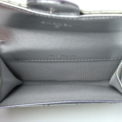 Chanel Gradient Metallic Calfskin Quilted Flap Card Holder Wallet Silver Blue Yellow Purple 5 of 9