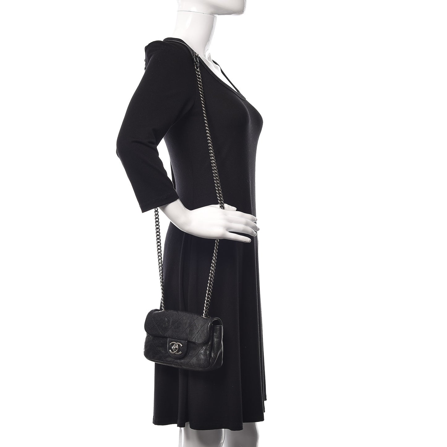 Caviar Quilted Mini Simply CC Flap Black