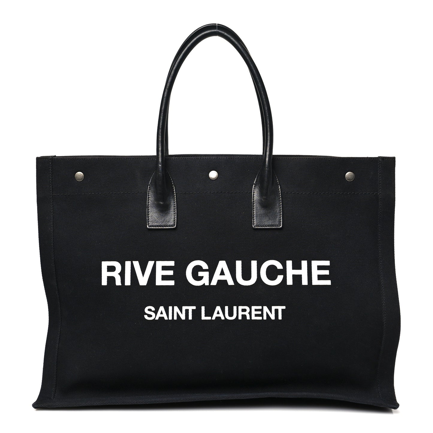 Linen Calfskin Rive Gauche Tote Black