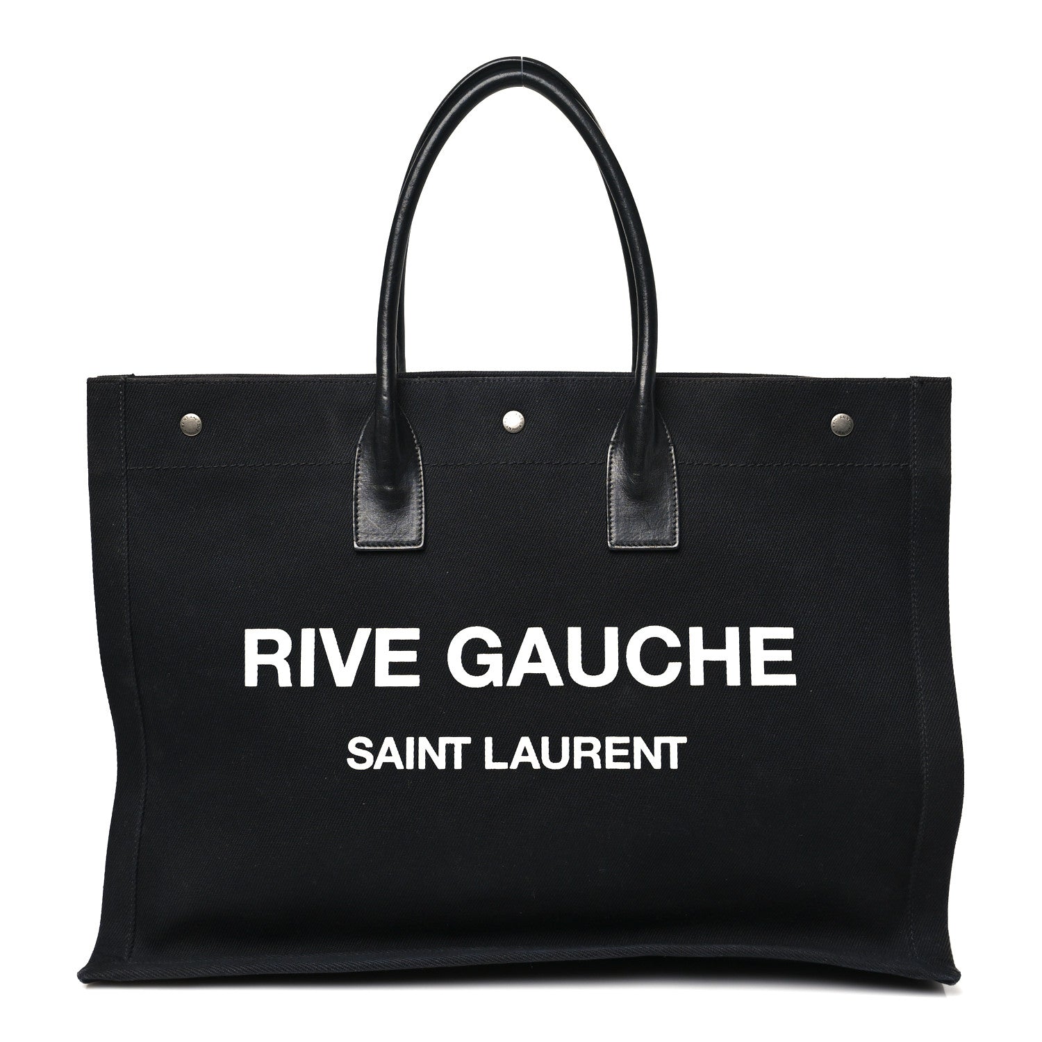 Saint Laurent Linen Calfskin Rive Gauche Tote Black 1 of 10