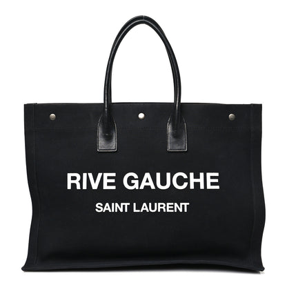 Saint Laurent Linen Calfskin Rive Gauche Tote Black 1 of 10
