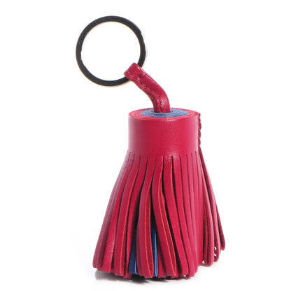 Hermes Milo Lambskin Bi-Color Carmen Tassel Key Holder Bleu de Malte Rubis 1 of 6