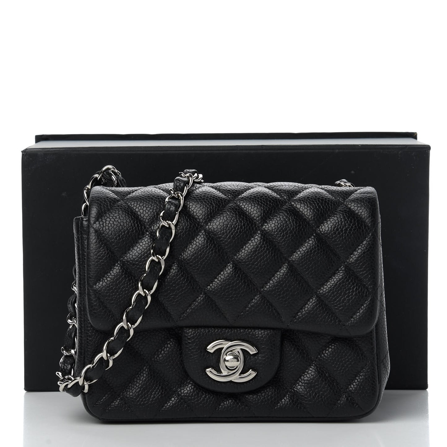 Caviar Quilted Mini Square Flap Black