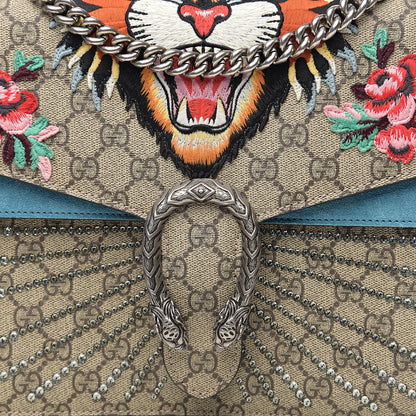 Gucci GG Supreme Monogram Angry Cat Embroidered Medium Dionysus Shoulder Bag Beige Ultramarine 9 of 9