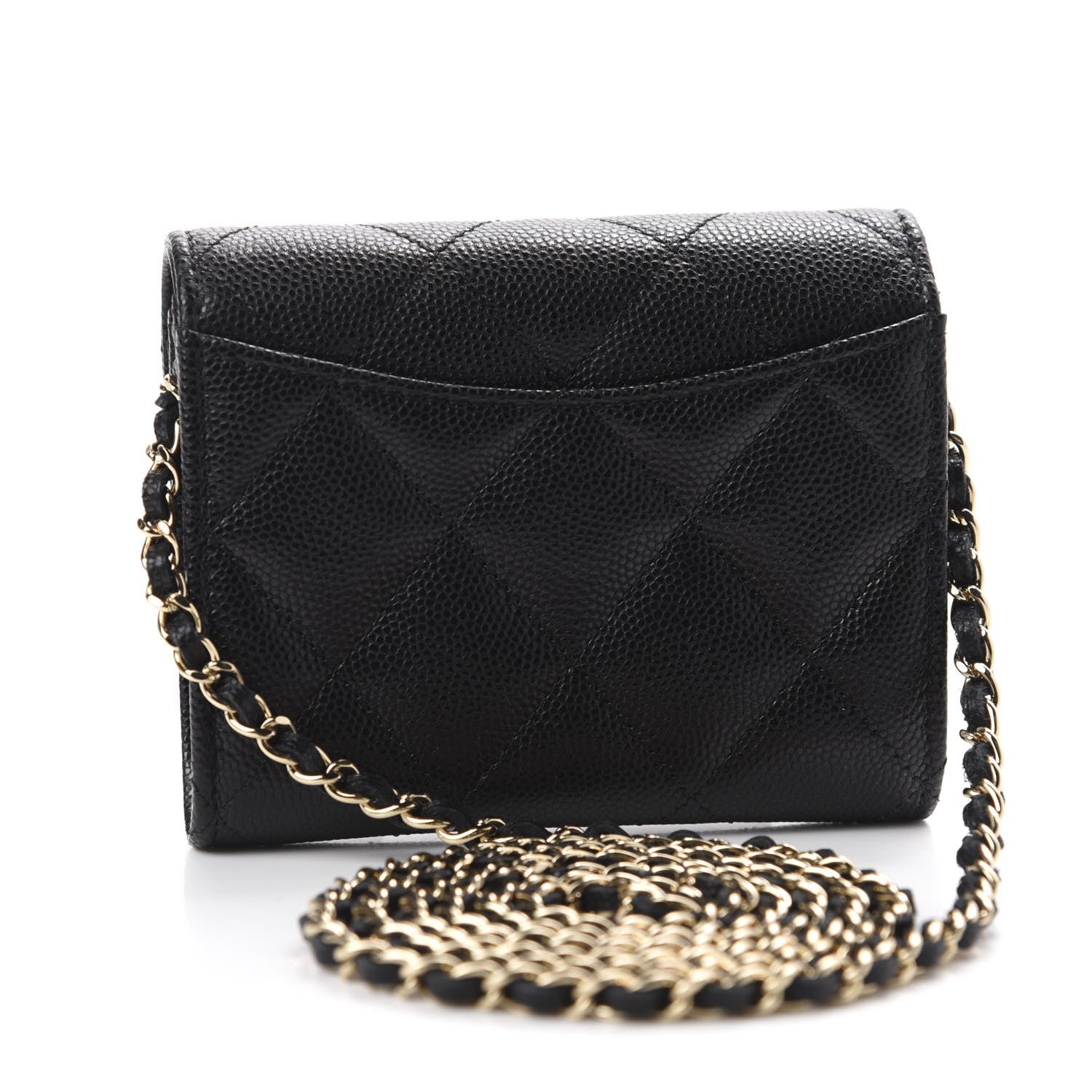 Chanel Caviar Quilted Flap Card Holder On Chain Black 3 of 12