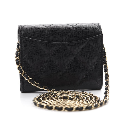 Chanel Caviar Quilted Flap Card Holder On Chain Black 3 of 12