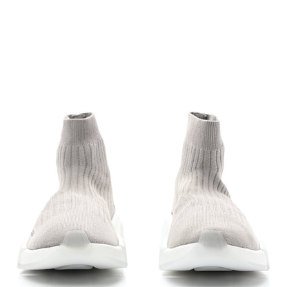Balenciaga Ribbed Knit Womens Speed 2.0 Transparent Sole Sneakers 38 Baltic Grey White 2 of 7
