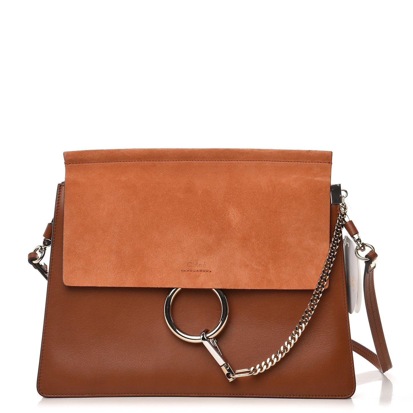 Suede Calfskin Medium Faye Shoulder Bag Tobacco