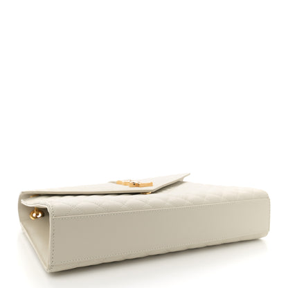 Saint Laurent Grain De Poudre Mixed Matelasse Large Triquilt Monogram Satchel Crema Soft 4 of 12