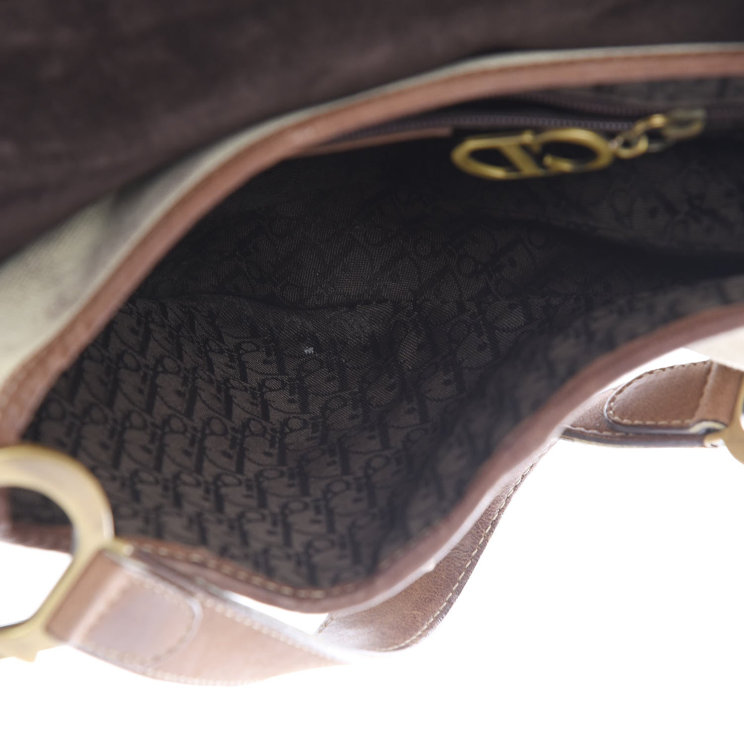 Christian Dior Canvas Calfskin Saddle Bag Beige 4 of 10