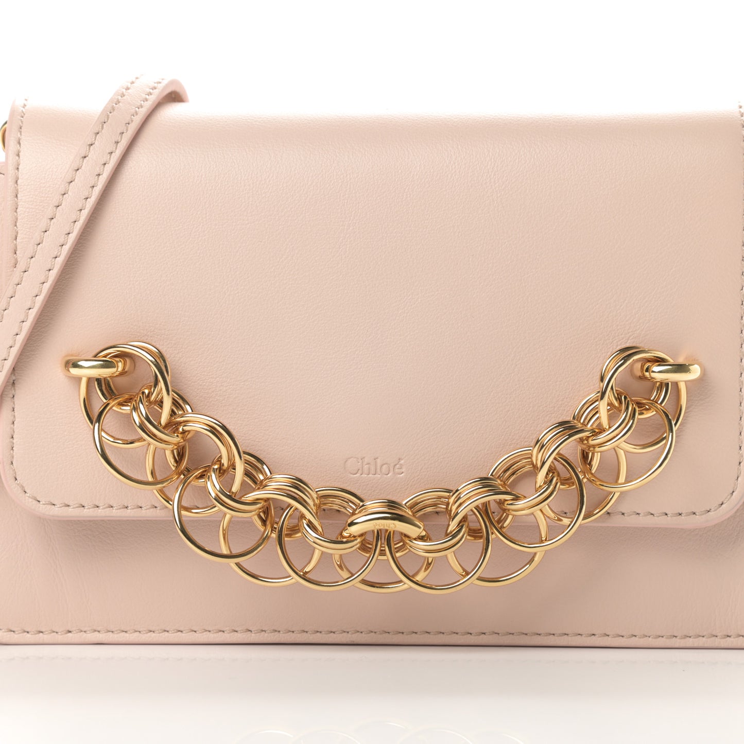 Calfskin Drew Bijou Clutch Cement Pink