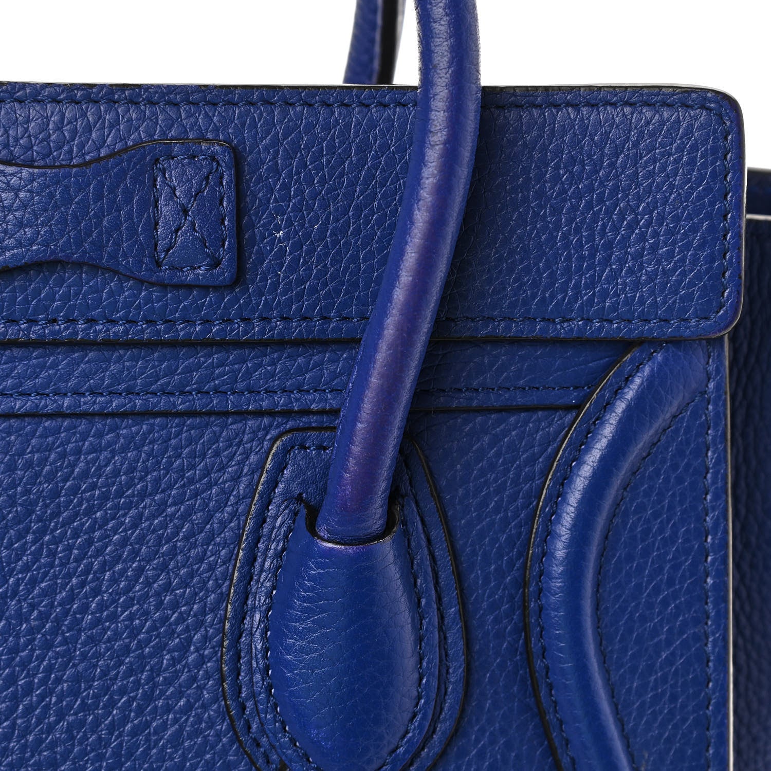 Celine Drummed Calfskin Nano Luggage Indigo 9 of 9