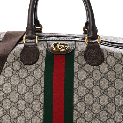 Gucci GG Supreme Monogram Textured Dollar Calfskin Web Large Savoy Duffle Bag Beige Ebony New Acero 9 of 11