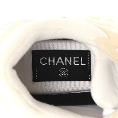 Chanel Suede Calfskin Fabric CC Sneakers 36 White 7 of 13
