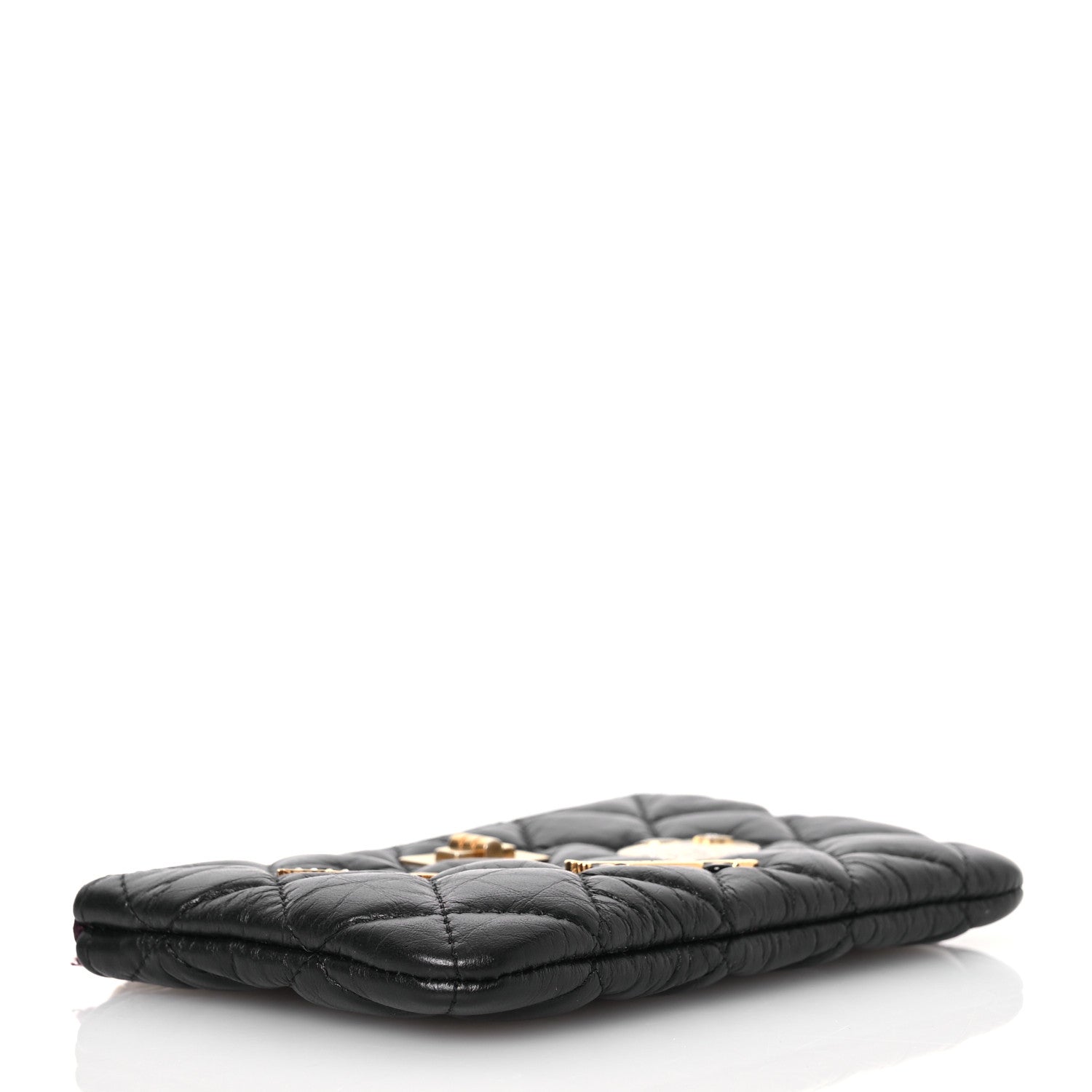 Chanel Aged Calfskin Quilted Small Lucky Charms Cosmetic Case Black 4 of 11