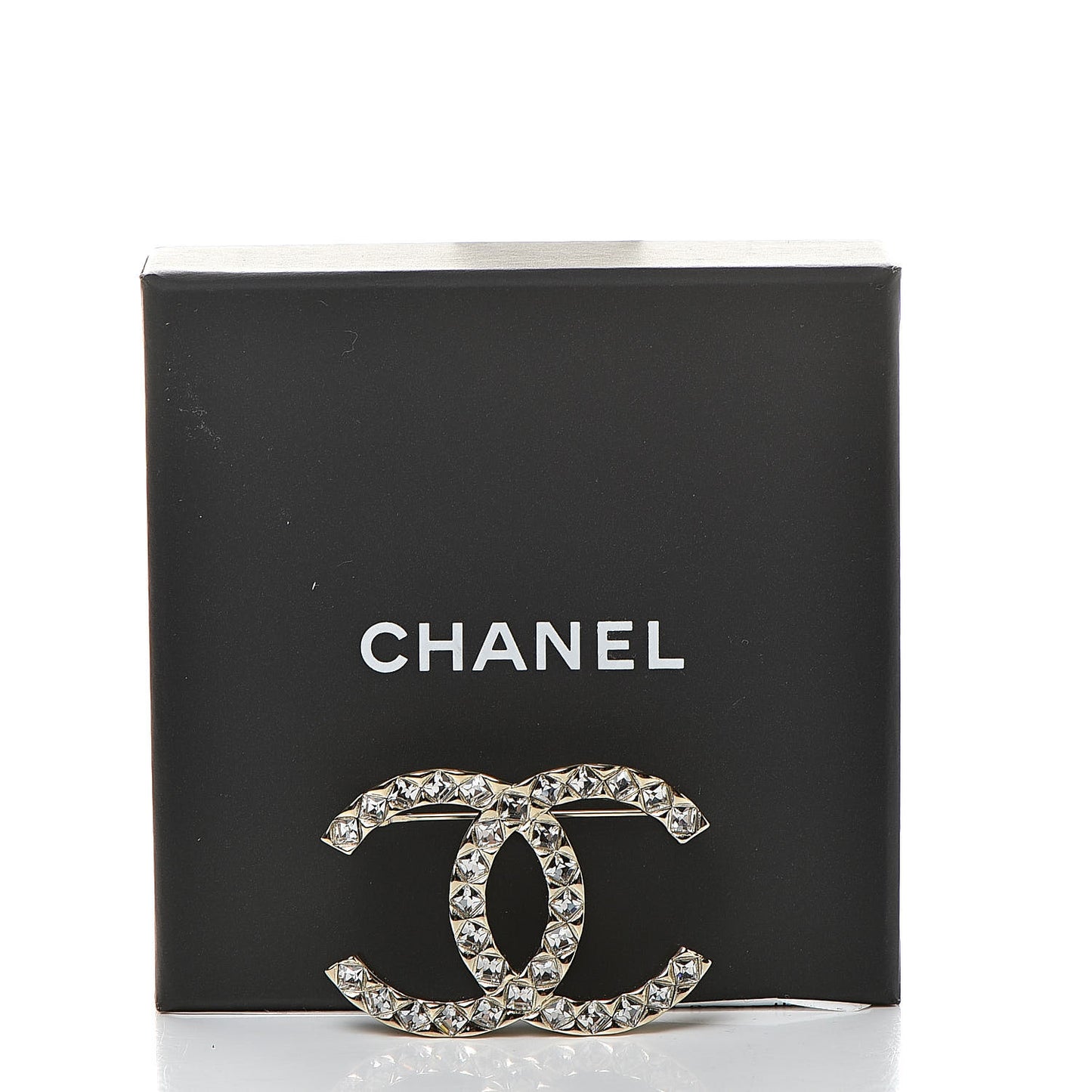 Baguette Crystal CC Brooch Gold