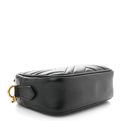 Gucci Calfskin Matelasse Mini GG Marmont Chain Shoulder Bag Black 4 of 12
