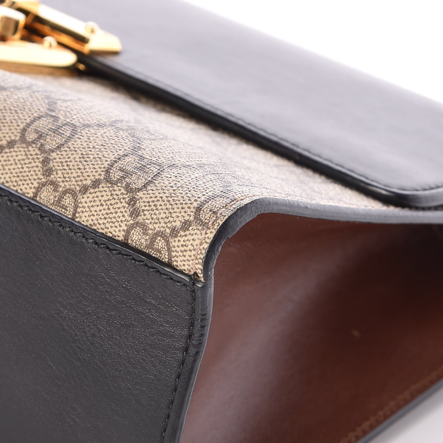 Gucci GG Supreme Monogram Calfskin Medium Padlock Shoulder Bag Beige Black Cuir 9 of 20