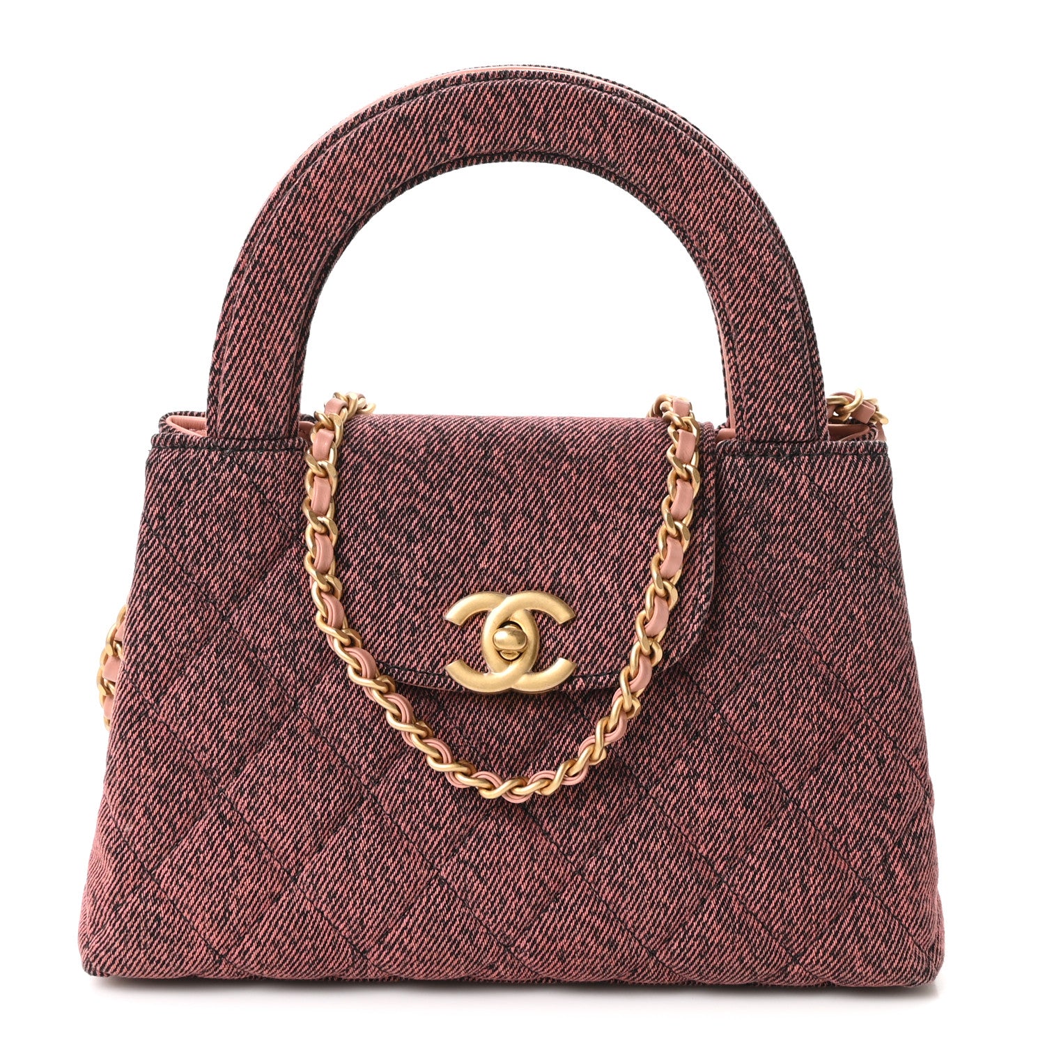 Chanel Denim Quilted Nano Kelly Shopper Orange Black 1 of 11