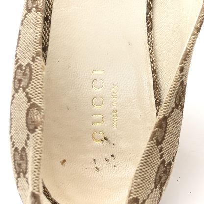 Gucci Monogram Horsebit Open Toe Espadrille Wedges 36 Beige 8 of 10