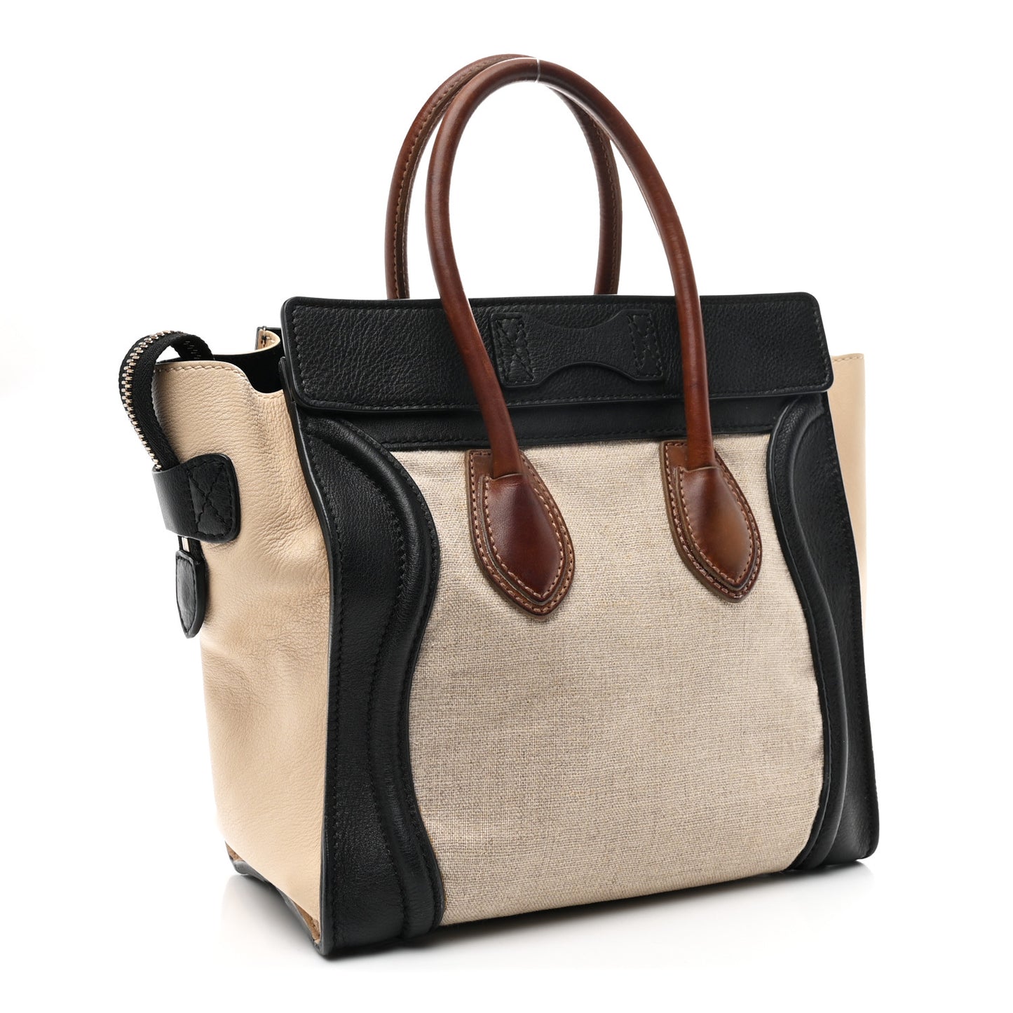 Canvas Smooth Calfskin Micro Tri-Color Luggage Natural Black Tan