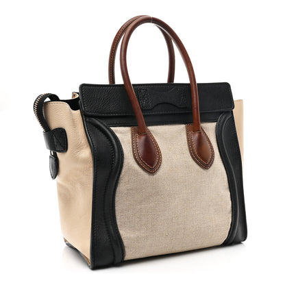 Celine Canvas Smooth Calfskin Micro Tri-Color Luggage Natural Black Tan 2 of 13