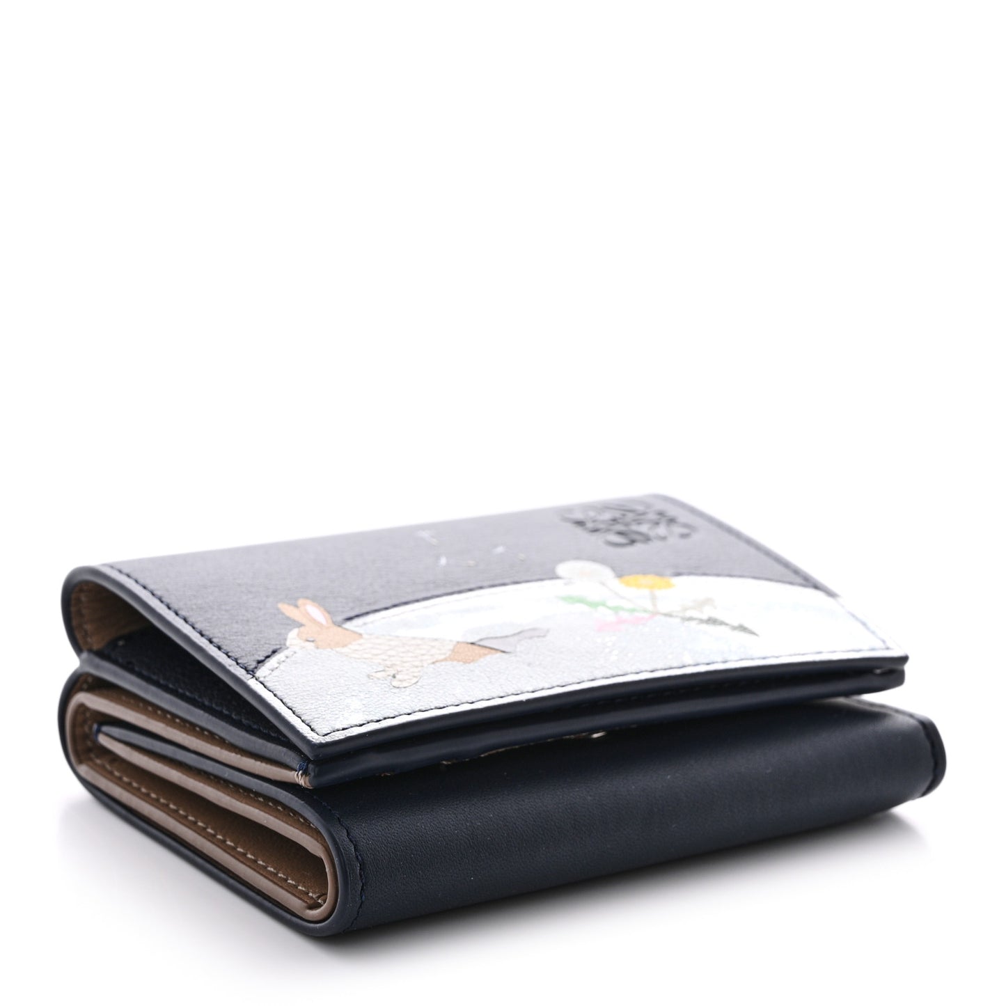 X SUNA FUJITA Nappa Bunny Trifold Wallet Deep Navy