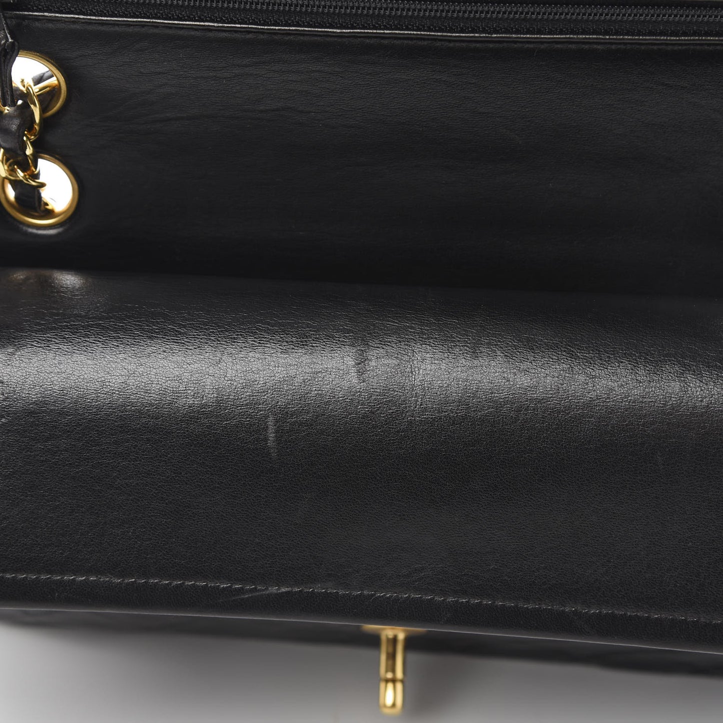 Lambskin Quilted Medium Double Flap Black
