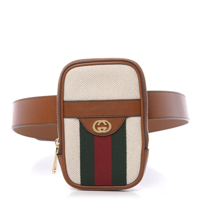 Gucci Vintage Canvas Calfskin Web Belted iPhone Case 95 38 Sand Cuir 1 of 10
