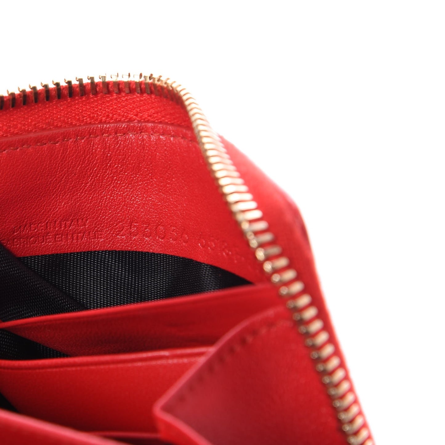 Glossy Nappa Gold Metallic Edge Hardware Zip Around Wallet Rouge Grenade