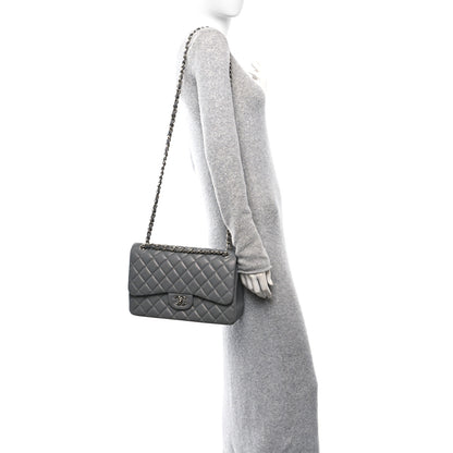 Chanel Caviar Quilted Jumbo Double Flap Dark Grey 2 of 11