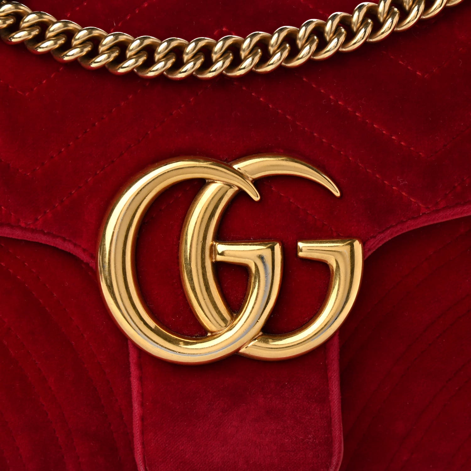 Gucci Velvet Matelasse Medium GG Marmont Shoulder Bag Hibiscus Red 8 of 15