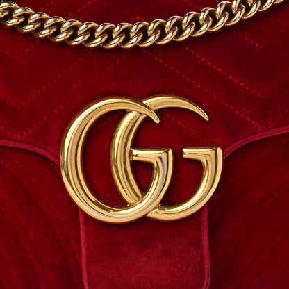 Gucci Velvet Matelasse Medium GG Marmont Shoulder Bag Hibiscus Red 8 of 15