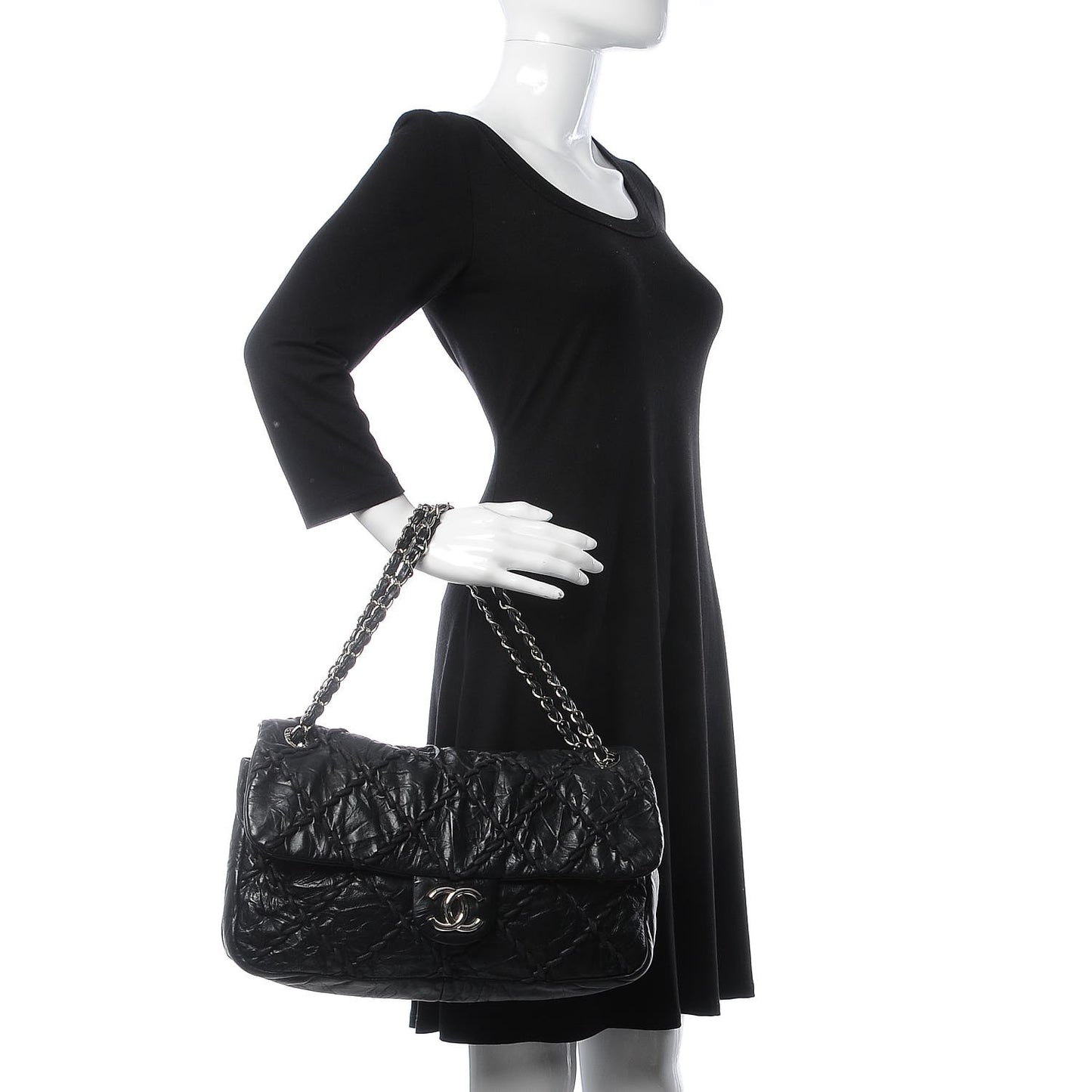 Calfskin Ultra Stitch Oversize Flap Black