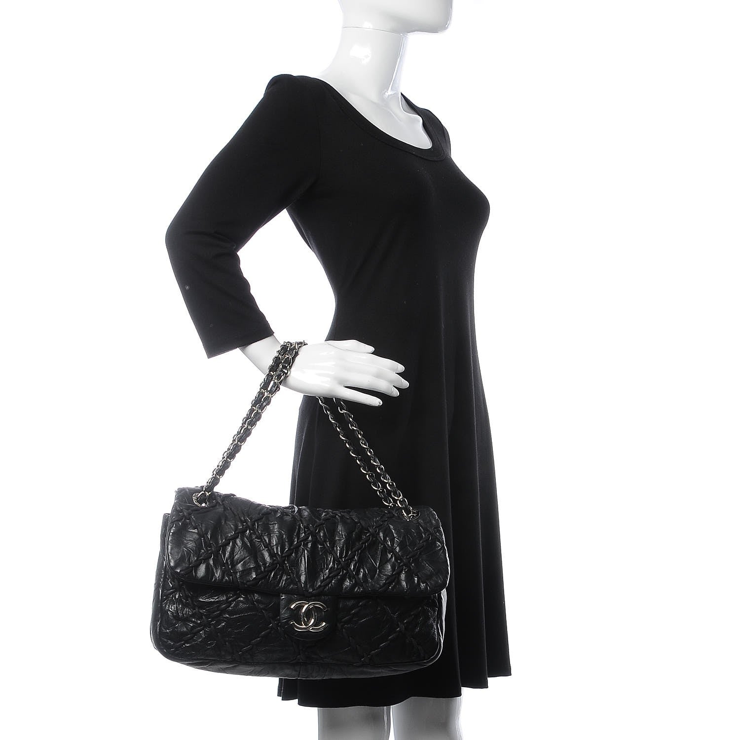 Chanel Calfskin Ultra Stitch Oversize Flap Black 2 of 10