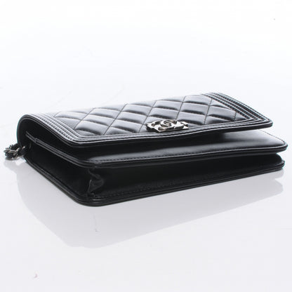 Chanel Lambskin Quilted Boy Wallet On Chain WOC Black 4 of 8