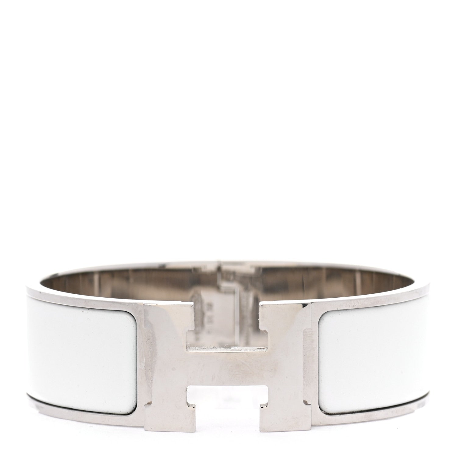 Hermes Enamel Wide Clic Clac H Bracelet GM White 1 of 4