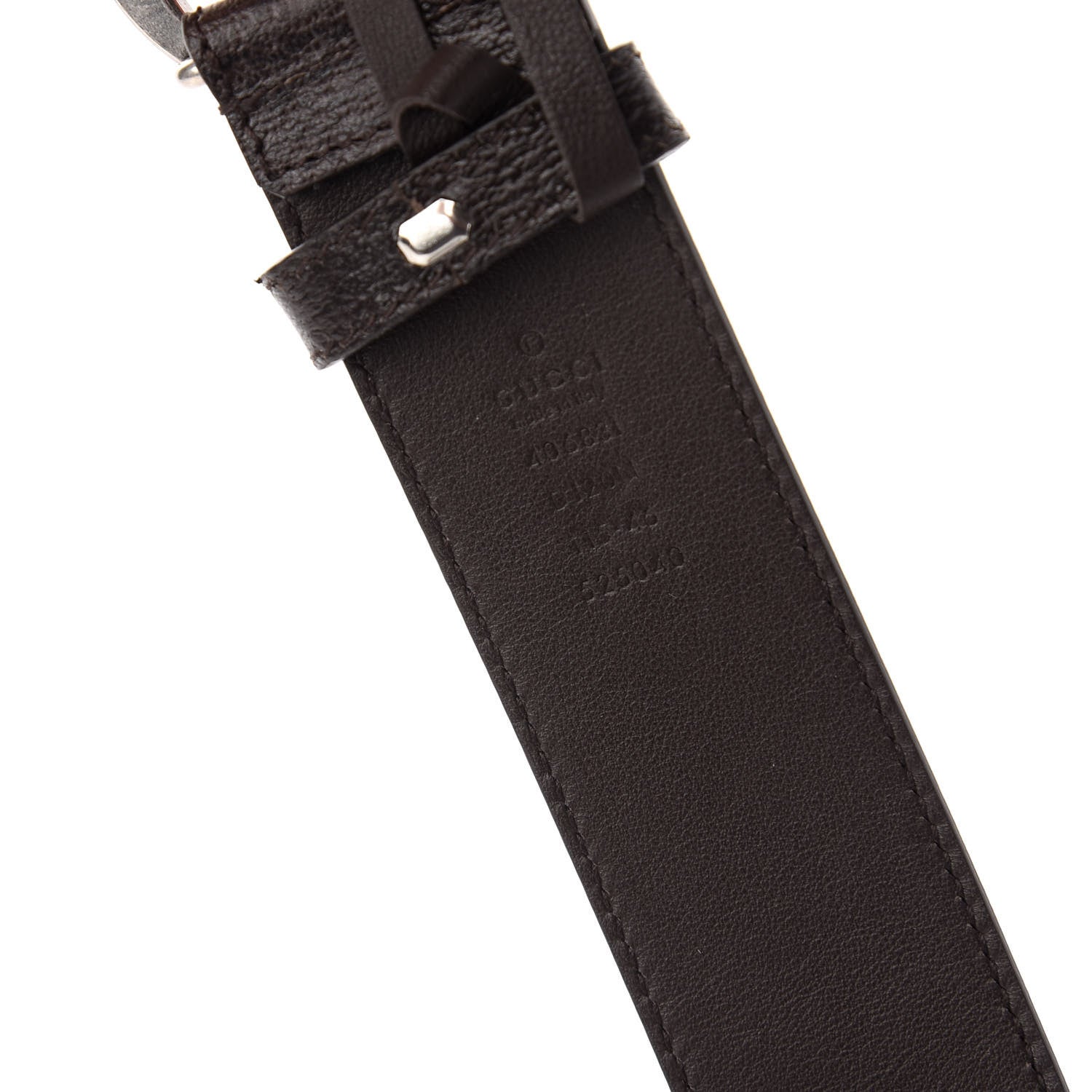 Gucci Textured Dollar Calfskin Nickel Double G 40mm Belt 115 46 Dark Cocoa 5 of 5